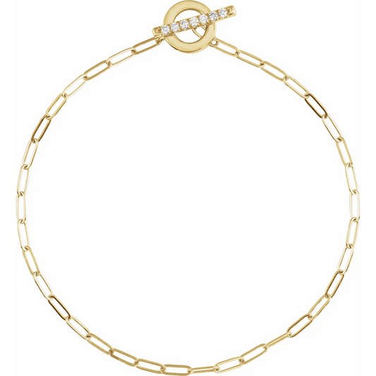 14K Yellow 1/10 CTW Natural Diamond Toggle 7" Bracelet