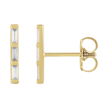 14K Yellow 1/8 CTW Natural Diamond Bar Earrings