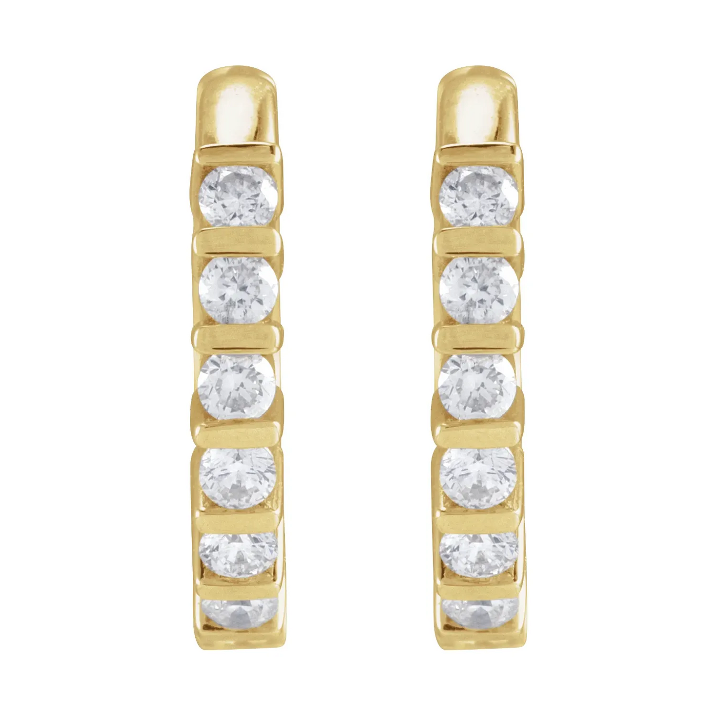 14K 1/5 CTW Natural Diamond 12.7 mm Hinged Hoop Earrings