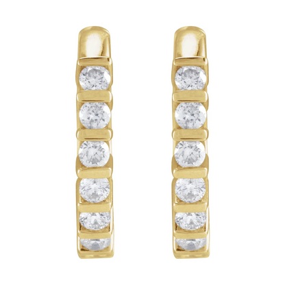 14K 1/5 CTW Natural Diamond 12.7 mm Hinged Hoop Earrings