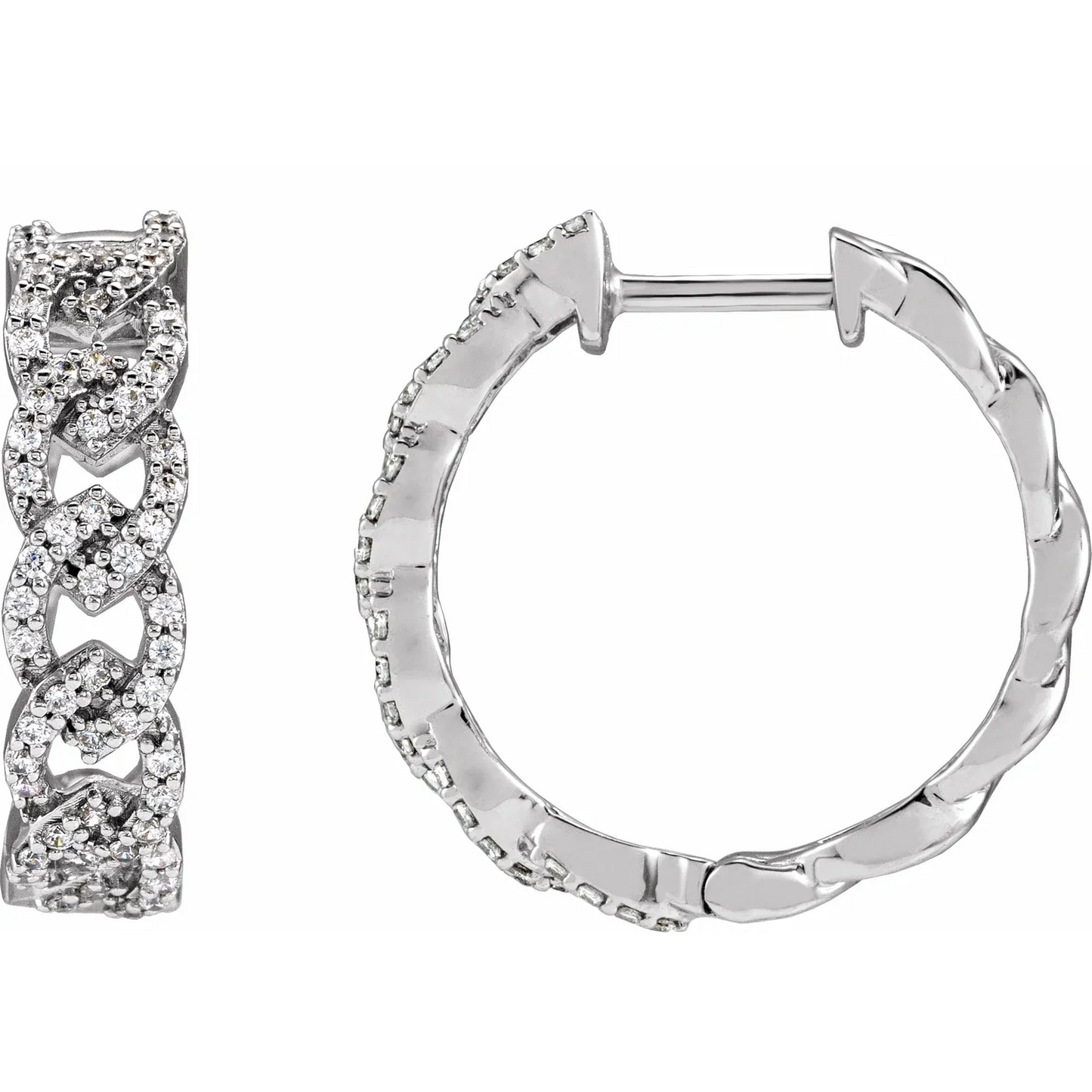 14K 1/2 CTW Lab-Grown Diamond Hoop Earrings