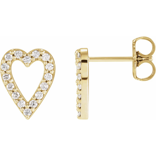 14K Yellow 1/4 CTW Natural Diamond Heart Earrings