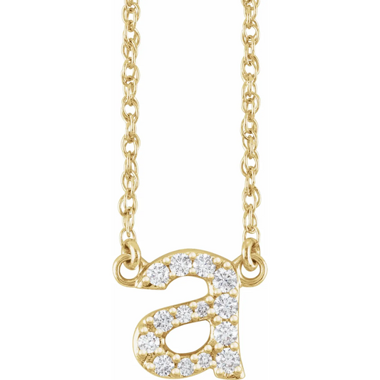 14K Yellow 1/8 CTW Natural Diamond Lowercase Initial 16" Necklace