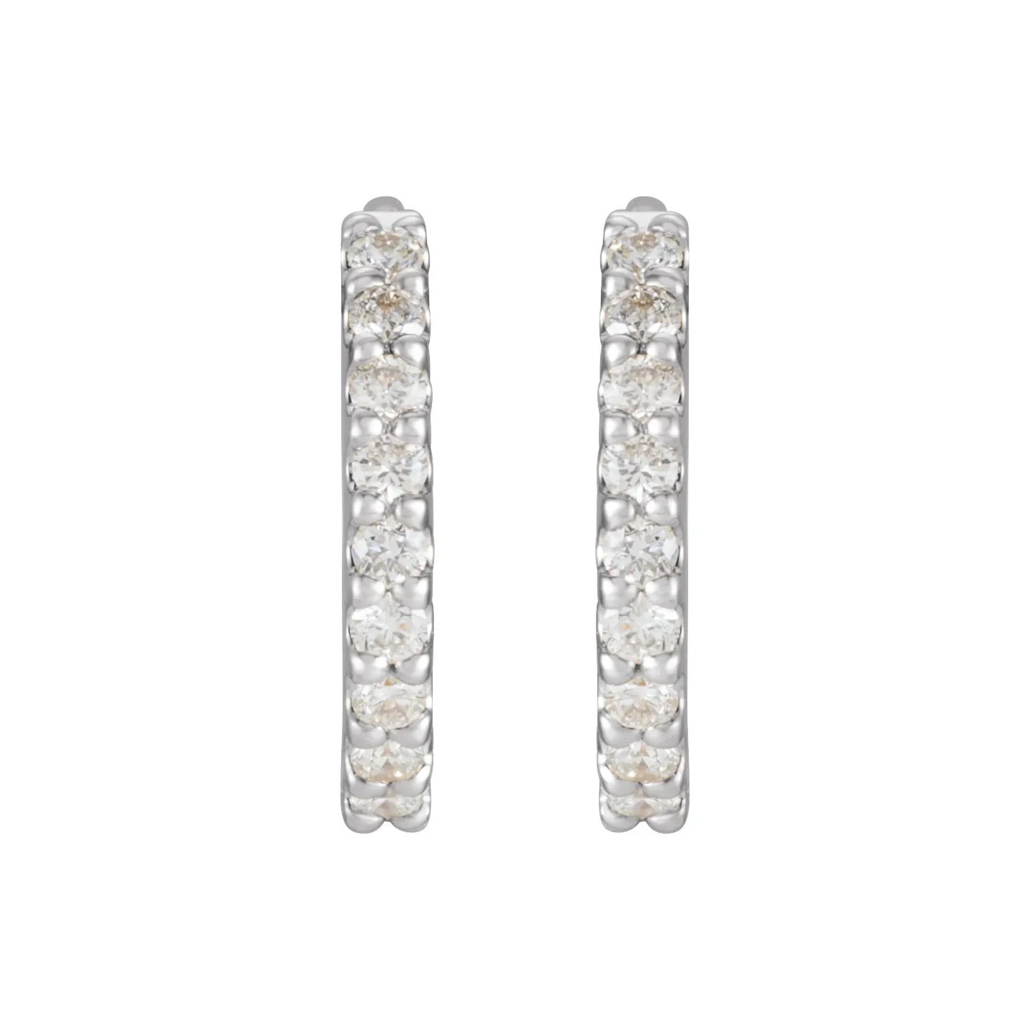 14K White 10.3 mm 1/4 CTW Natural Diamond Huggie Hoop Earrings