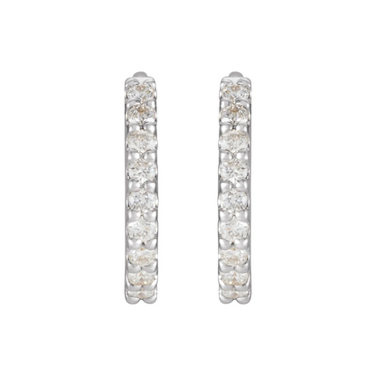 14K White 10.3 mm 1/4 CTW Natural Diamond Huggie Hoop Earrings