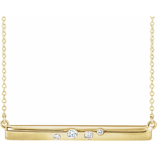 14K Yellow 1/10 CTW Natural Diamond Bar 16-18" Necklace
