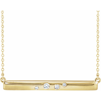 14K Yellow 1/10 CTW Natural Diamond Bar 16-18" Necklace