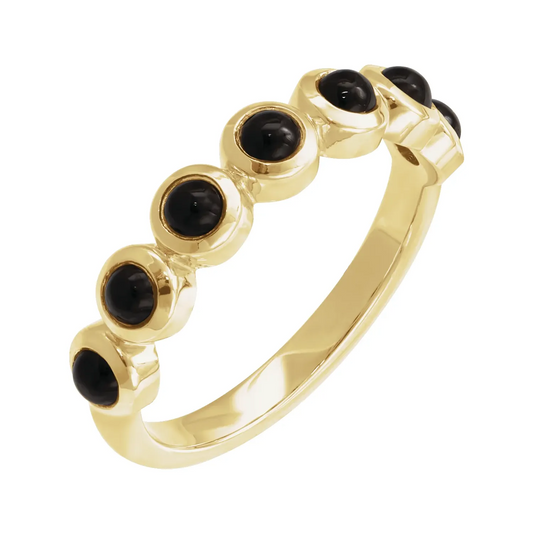 14K Yellow Cabochon Natural Onyx Stackable Ring