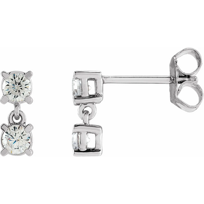 14K White 1/2 CTW Lab-Grown Diamond Two-Stone Earrings