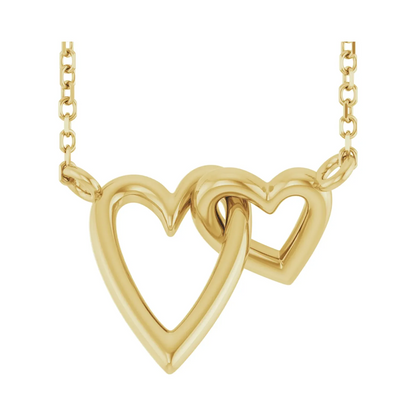 14K Yellow Interlocking Hearts 18" Necklace