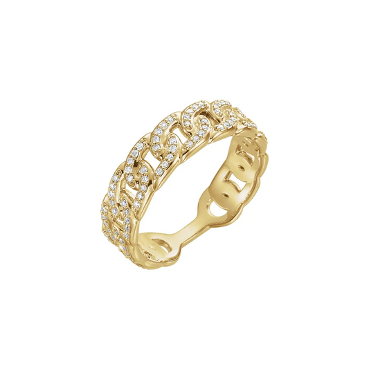 14K Yellow 1/4 CTW Diamond Stackable Chain Link Ring