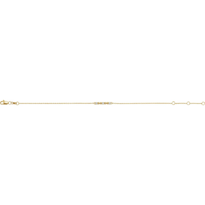 14K Yellow 1/10 CTW Natural Diamond Beaded Bar 6 1/2-7 1/2" Bracelet
