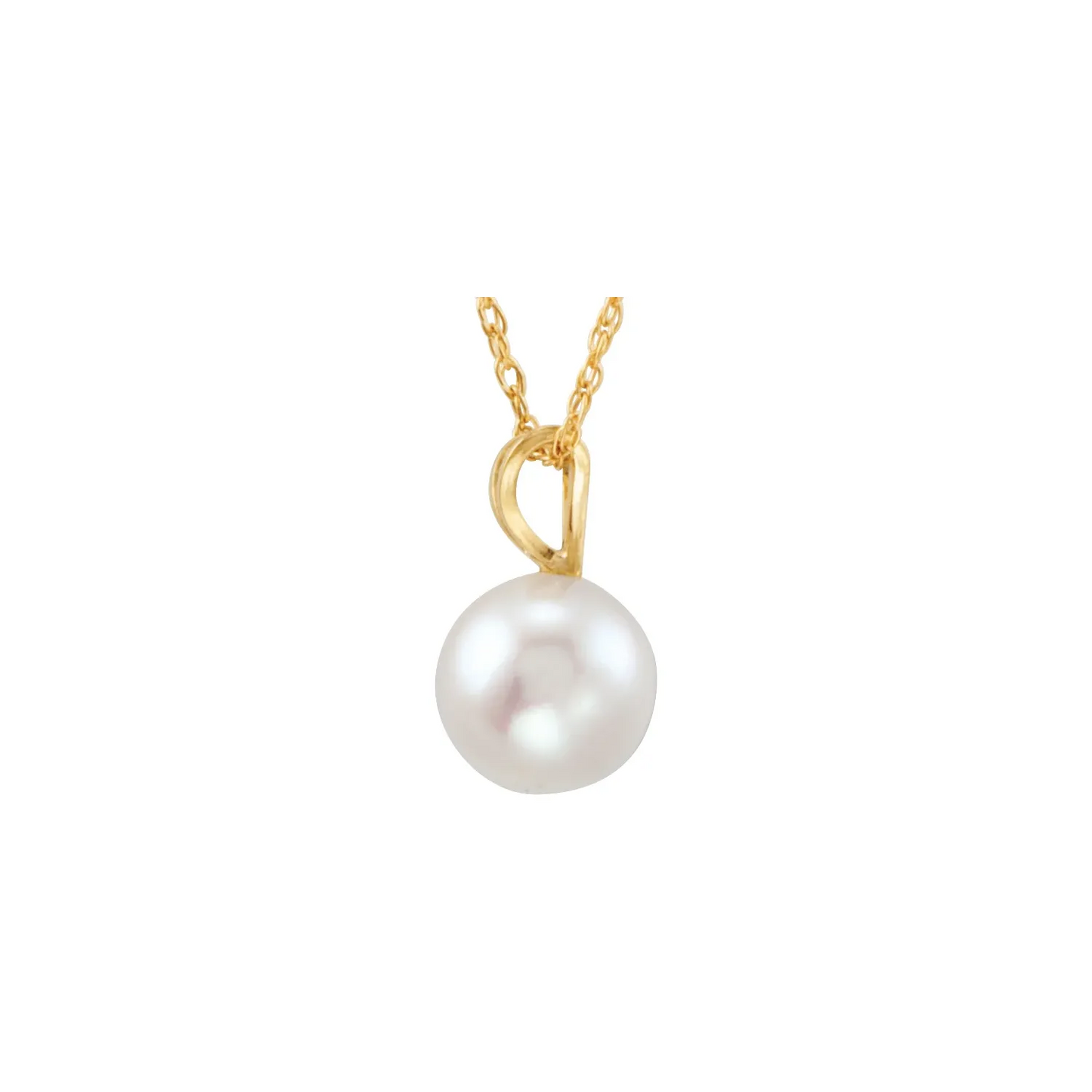 14K Yellow Cultured White Akoya Pearl 18" Necklace