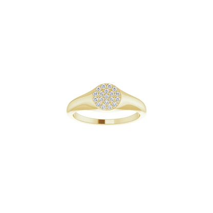 14K Yellow 1/8 CTW Natural Diamond Pave Signet Ring
