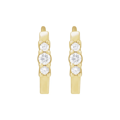 14K Yellow 1/8 CTW Natural Diamond Hinged Hoop Earrings
