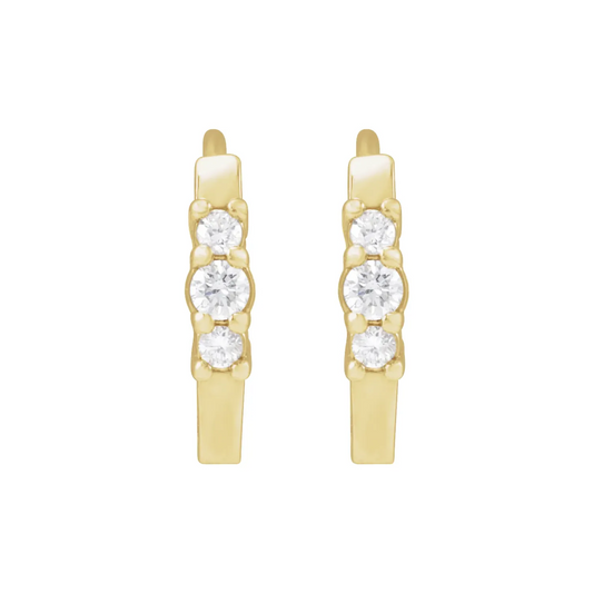 14K Yellow 1/8 CTW Natural Diamond Hinged Hoop Earrings