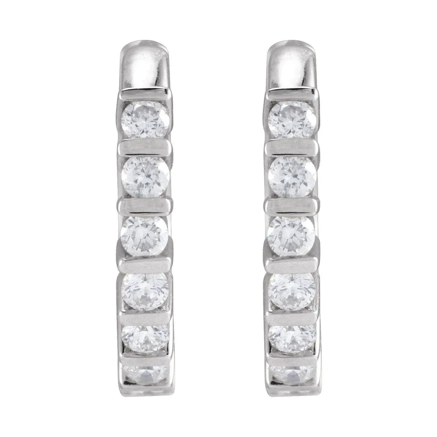 14K 1/5 CTW Natural Diamond 12.7 mm Hinged Hoop Earrings