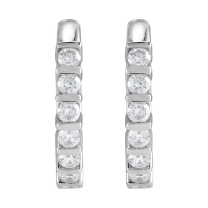 14K 1/5 CTW Natural Diamond 12.7 mm Hinged Hoop Earrings