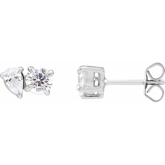 14K 1 1/6 CTW Lab-Grown Diamond Two-Stone Stud Earrings