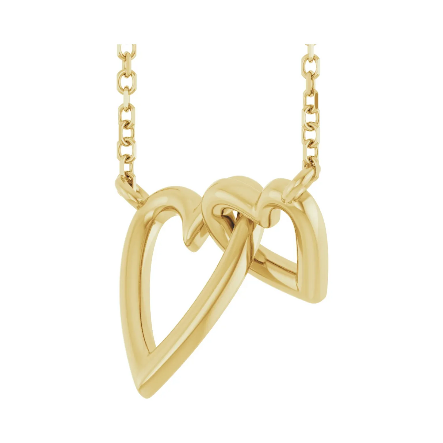 14K Yellow Interlocking Hearts 18" Necklace