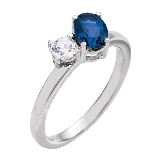 14K Lab-Grown Gemstone & 1/4 CTW Lab-Grown Diamond Ring