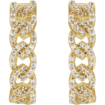14K 1/2 CTW Lab-Grown Diamond Hoop Earrings