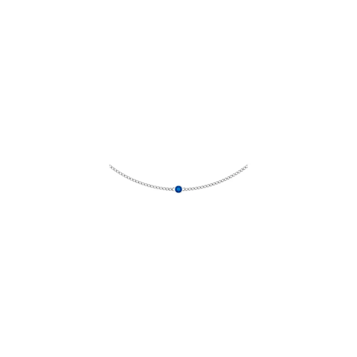 14K White Lab-Grown Blue Sapphire 16" Necklace