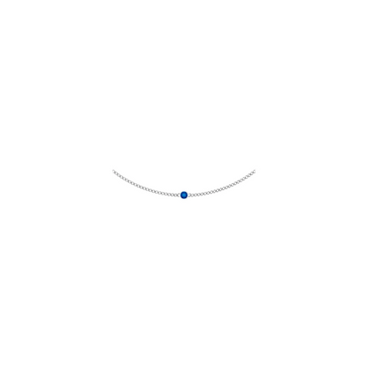 14K White Lab-Grown Blue Sapphire 16" Necklace
