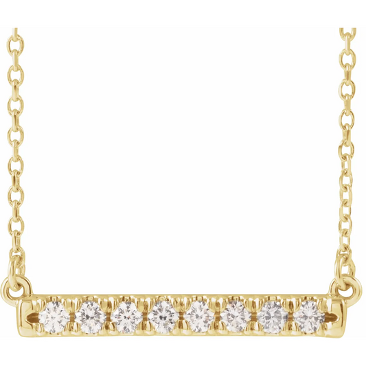 14K Yellow 1/4 CTW Lab-Grown Diamond French-Set Bar 18" Necklace