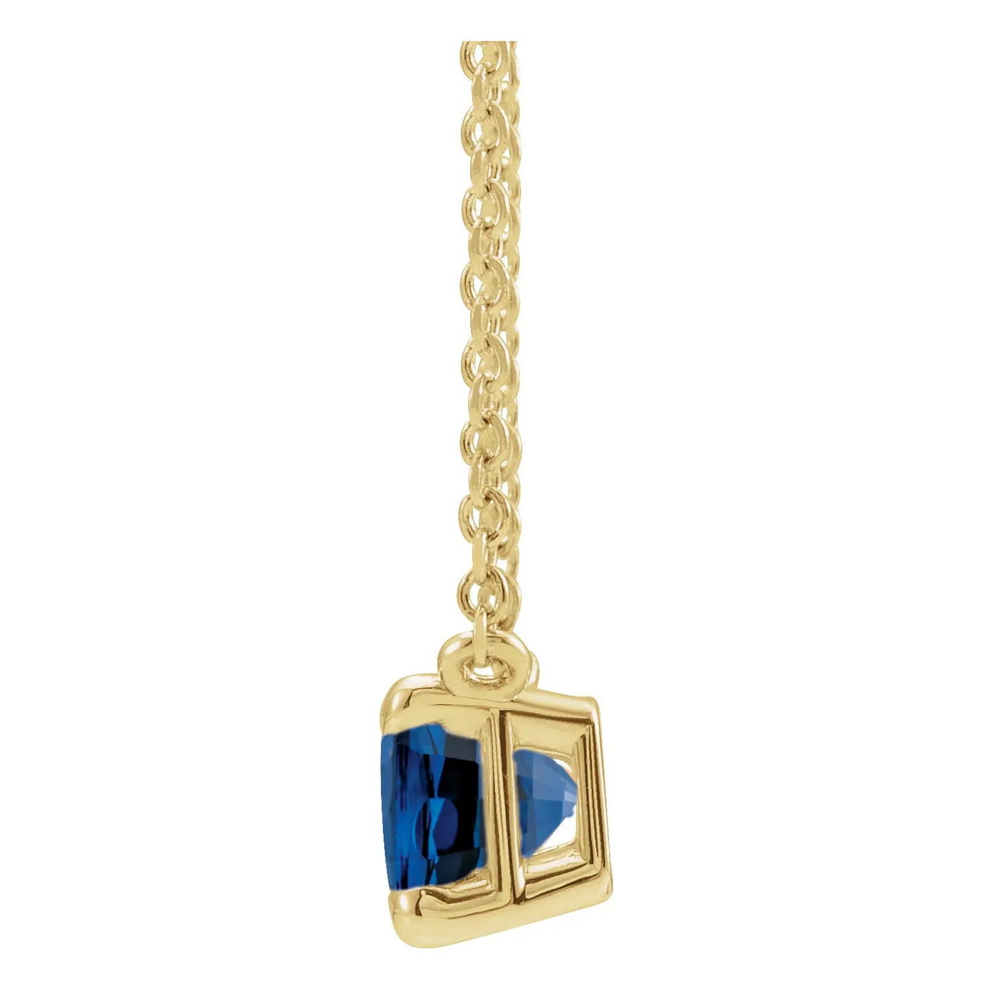 14K Yellow Lab-Grown Blue Sapphire 18" Necklace