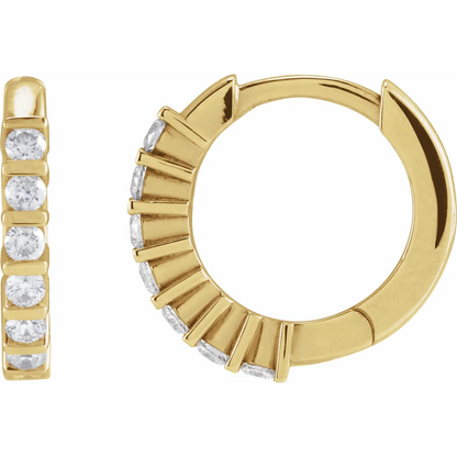 14K 1/5 CTW Natural Diamond 12.7 mm Hinged Hoop Earrings