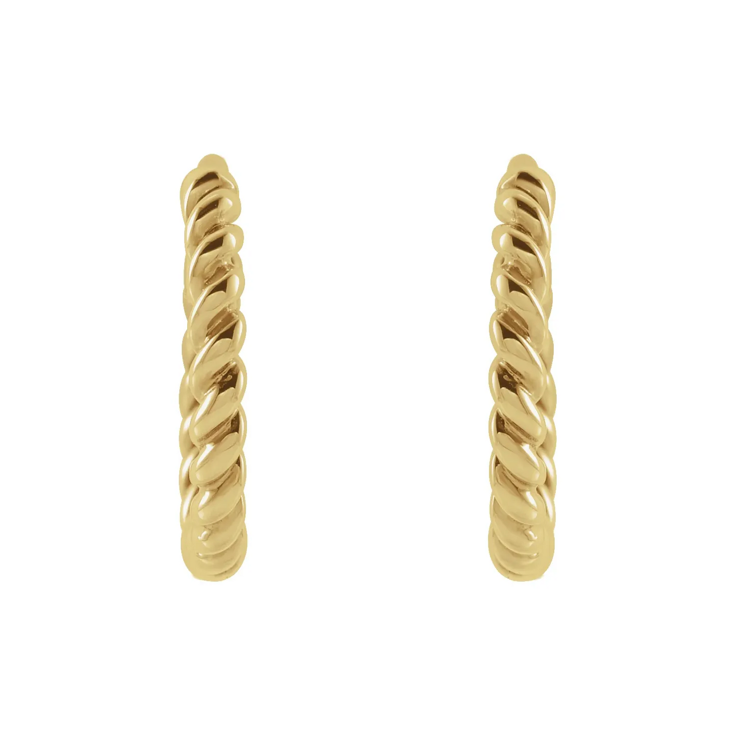 14K Yellow Rope 11 mm Hoop Earrings