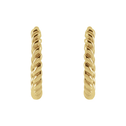 14K Yellow Rope 11 mm Hoop Earrings
