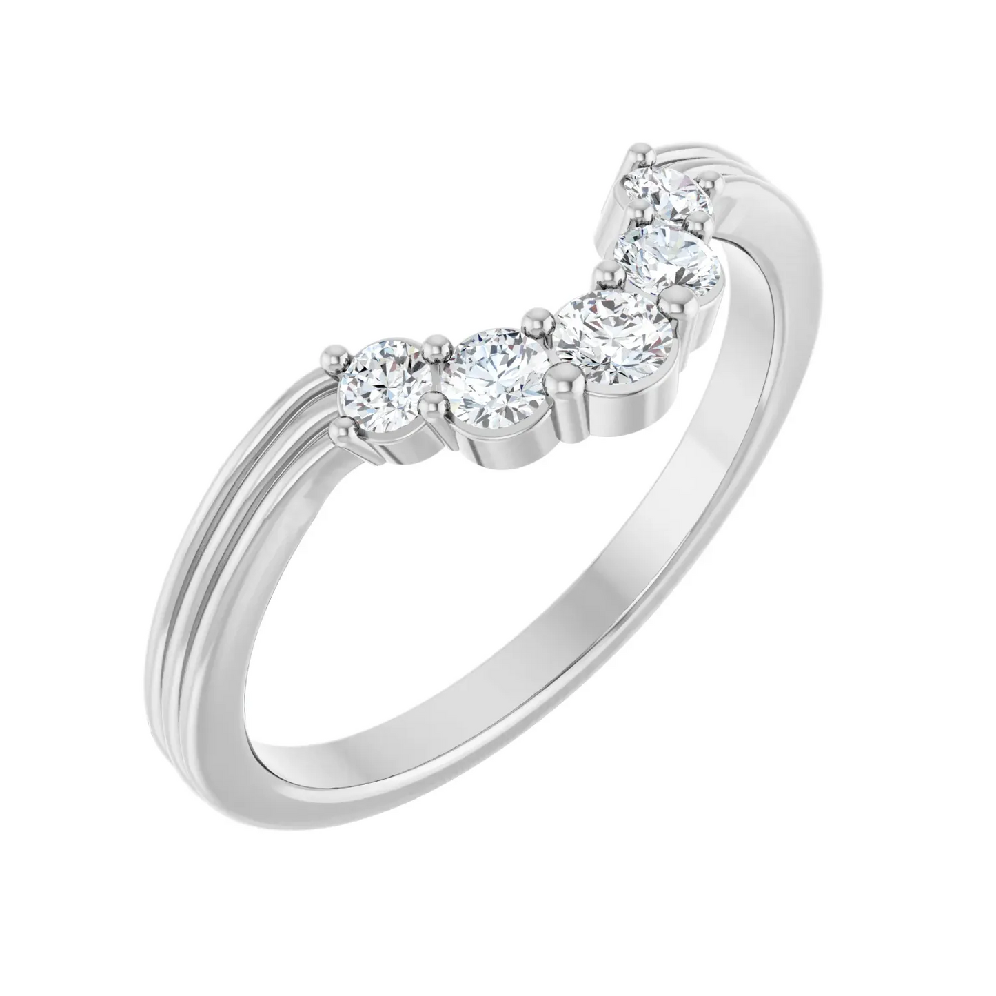 14K 1/4 Natural Diamond Contour Band