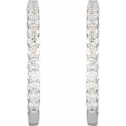 3 CTW Diamond Inside-Outside Hoop Earrings