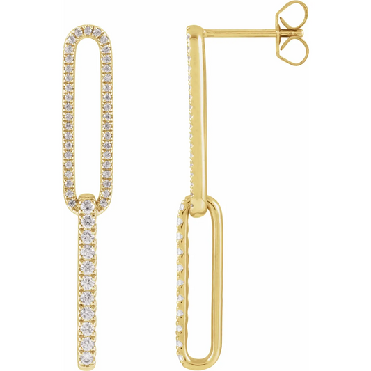 14K 1/2 CTW Lab-Grown Diamond Elongated Link Earrings