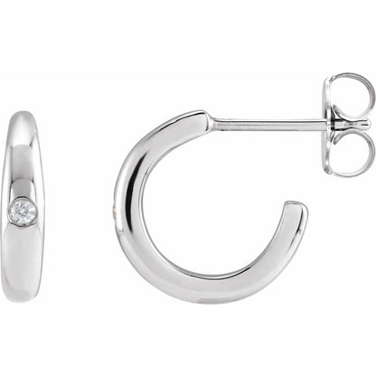 14K .03 CTW Natural Diamond 12 mm Hoop Earrings