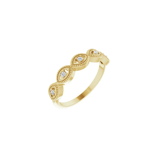 14K Yellow .07 CTW Natural Diamond Evil Eye Stackable Ring