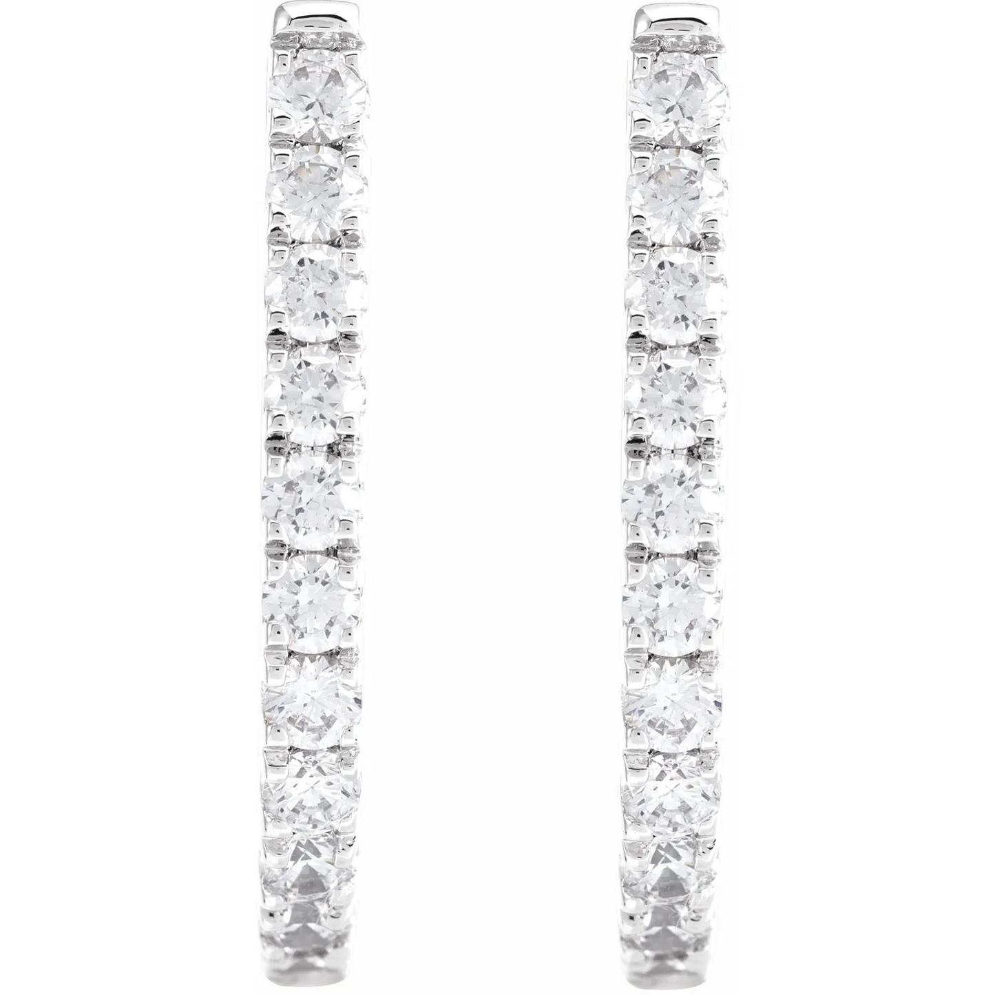 14K 3/4 CTW Lab-Grown Diamond Hoop Earrings