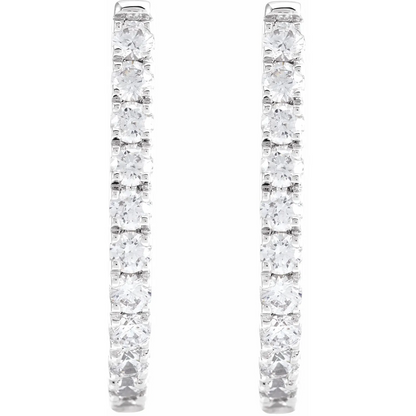 14K 3/4 CTW Lab-Grown Diamond Hoop Earrings