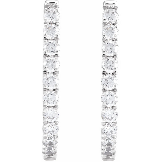 14K 3/4 CTW Lab-Grown Diamond Hoop Earrings
