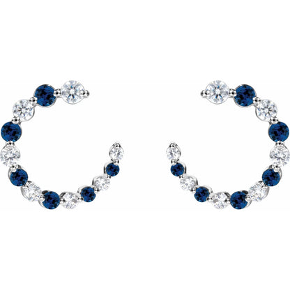 14K White & 1/3 CTW Natural Diamond Hoop Earrings