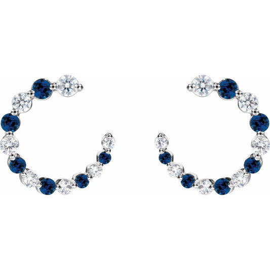 14K White & 1/3 CTW Natural Diamond Hoop Earrings