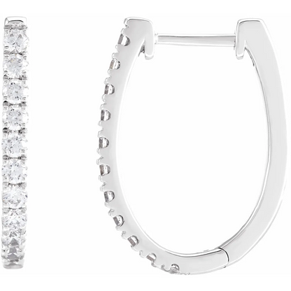 14K 3/4 CTW Lab-Grown Diamond Hoop Earrings
