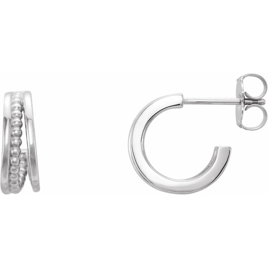14K Beaded 11.8 mm Hoop Earrings