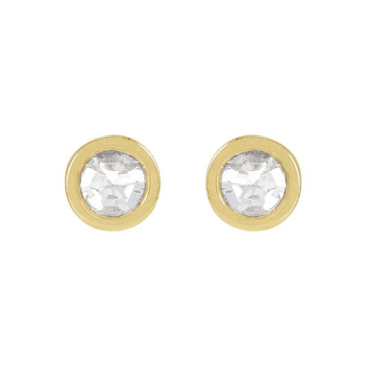 14K Yellow 1/5 CTW Rose-Cut Natural Diamond Stud Earrings