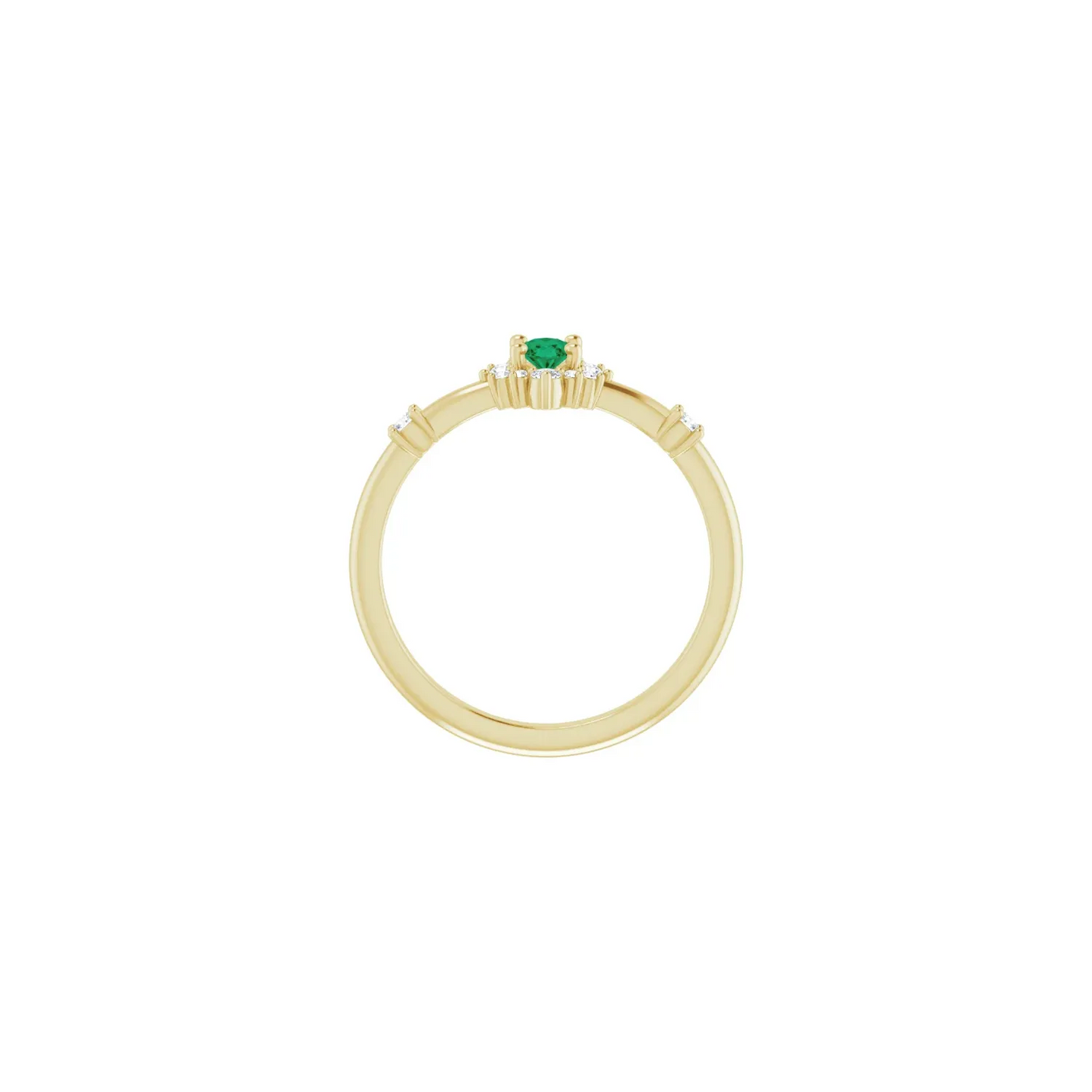 14K Yellow Natural Emerald & 1/6 CTW Natural Diamond Halo-Style Ring
