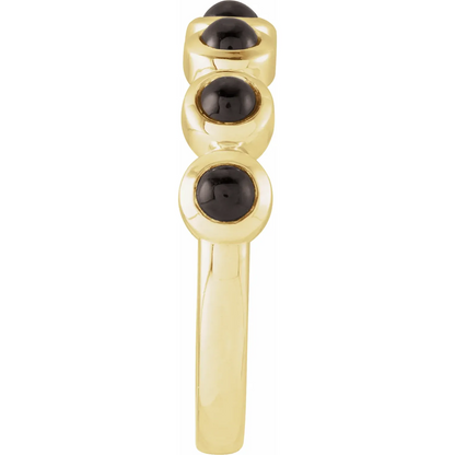 14K Yellow Cabochon Natural Onyx Stackable Ring