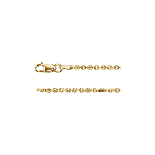 14K Yellow 1.75 mm Diamond-Cut Cable 18" Chain