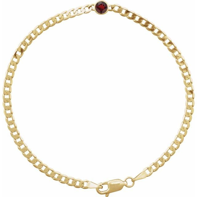 14K Yellow .07 CT Natural Link 7" Bracelet